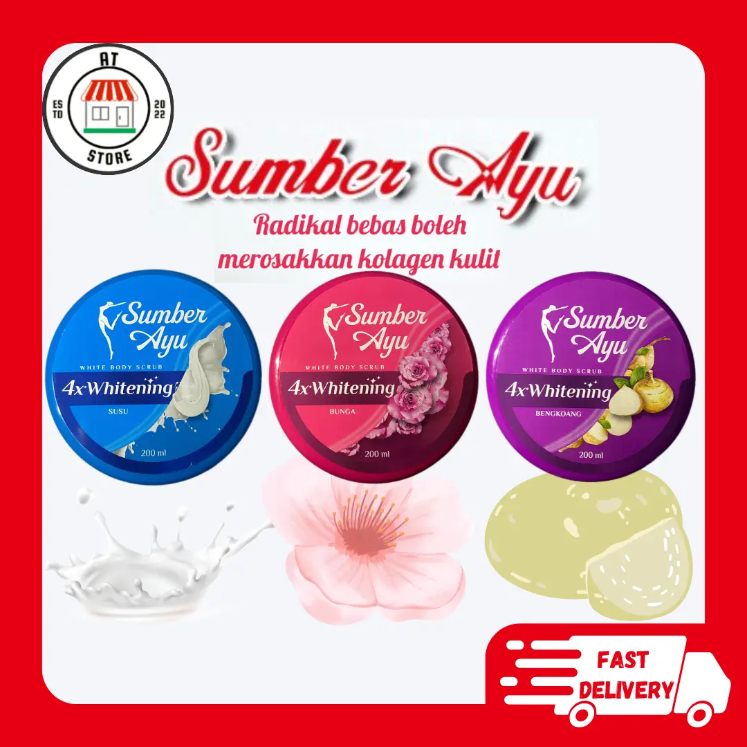 ATSTORE SUMBER AYU Body Scrub 200ML Lulur Mandi Skrub Badan Mencerahkan White Daki Kulit