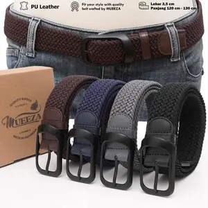 Sabuk Anyaman Ikat Pinggang Stretch Elastis Melar Karet Fashion Pria dan Wanita