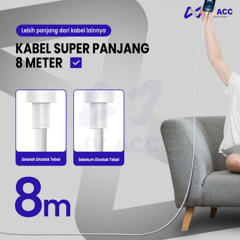 KABEL CHARGER KAMERA CAMERA CCTV MICRO USB PANJANG KABEL 8 METER 4