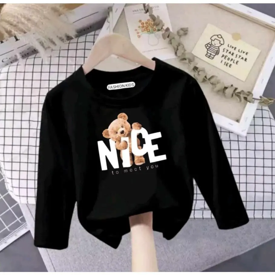 SKF-ATASAN ANAK KAOS ANAK BEAR NICE LENGAN PANJANG UNTUK 1-10 THN / T-SHIRT / KAOS ANAK PEREMPUAN / KAOS ANAK LAKI-LAKI / TRENDY / KEKINIAN / KATUN SOFT