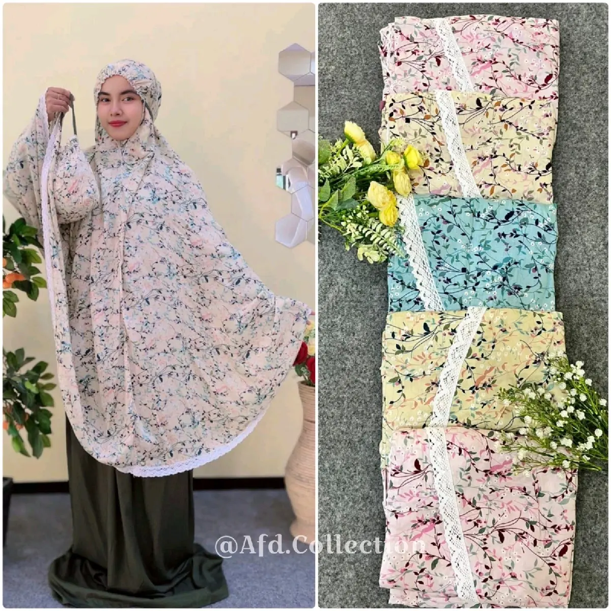 AFD | Mukena Daily BEST SELLER 2 Mukena rayon dewasa jumbo All Motif Free Tas Rayon Printing Kerut Kening Mukena Traveling