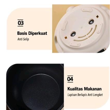 Rice Cooker Mini 1.5 Liter Krem Dan Coklat Penanak Nasi Serbaguna Panci Listrik Elektrik Anti Lengket Pemanas 5