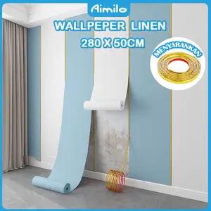WALLPAPER LINEN TEKSTUR KASAR | 50CM X 280CM @2MM |WALLPEPER DINDING VINY PVC| WALLPAPER ROLL ANTI JAMUR DAN NODA | WALLPAPER TEMPEL PRAKTIS