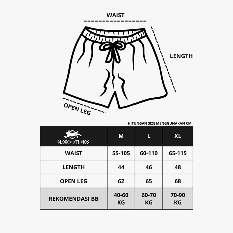 Celana Pendek Boardshort Nylon crincle ~  Hitam