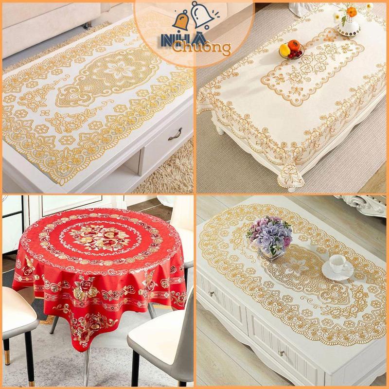  Khăn Trải Bàn PVC Khăn Trải Bàn Nhựa Dập Nổi Ren Hoa Chống Thấm Nước 