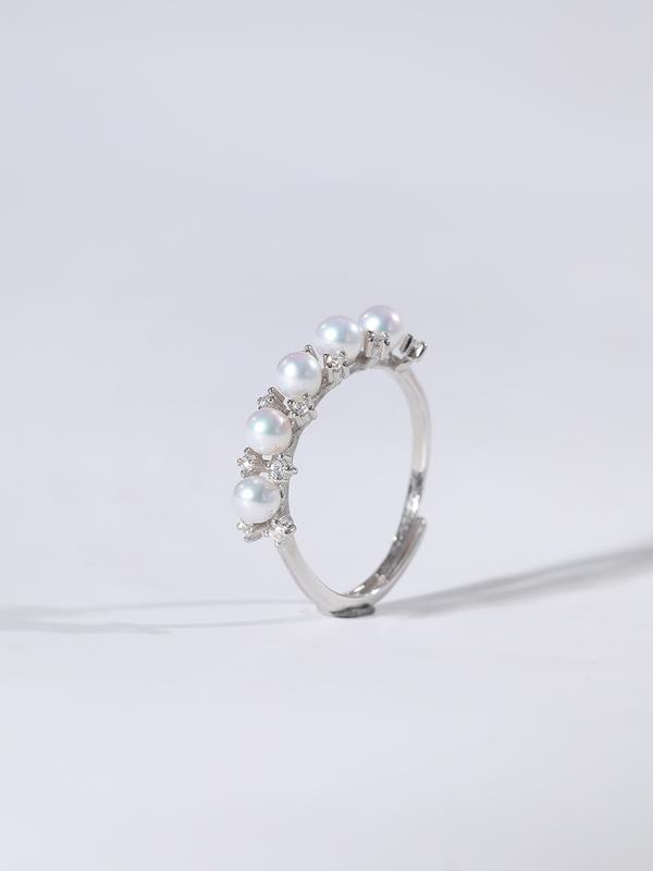 5x Freshwater Pearl 4-5mm Adjustable 925 Ring 0