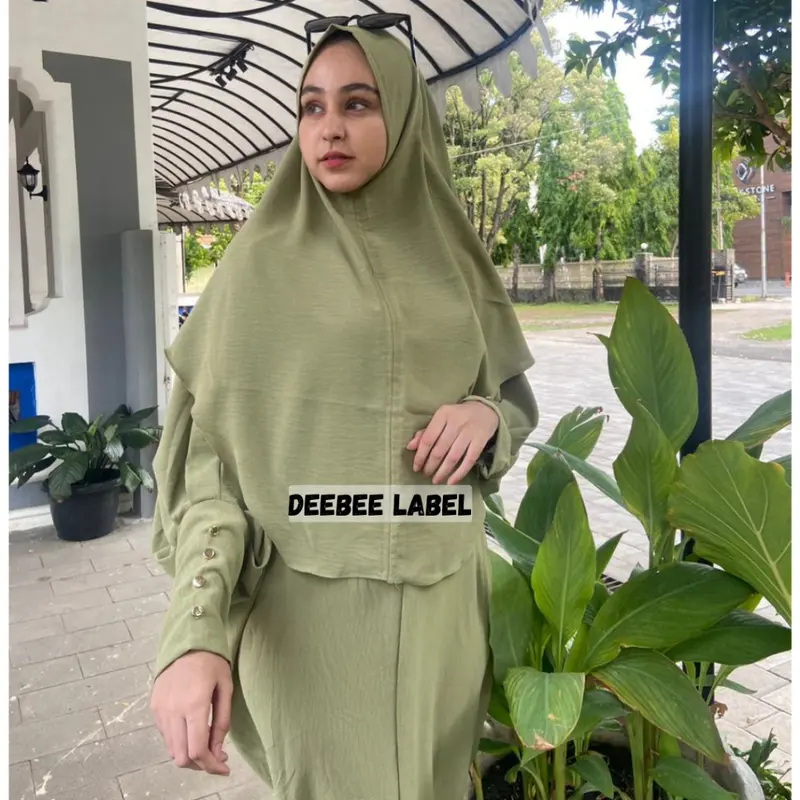 FATIMAH GAMIS KAFTAN ONE SET HIJAB SET SYAR'I GAMIS SYAR'I CRINCLE AIRFLOW PREMIUM 5