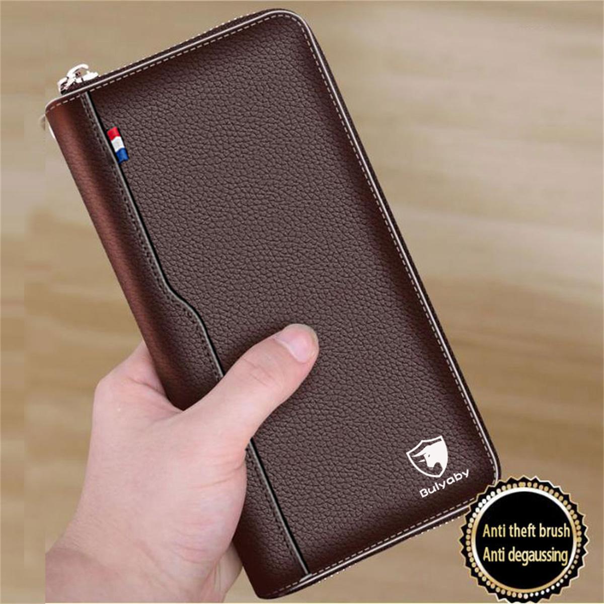 Dompet Zip Kulit Tulen Lelaki Pegang Tangan Berbilangfungsi Kapasiti Besar Dompet Panjang Sedia untuk Dihantar Penghantaran 24 Jam