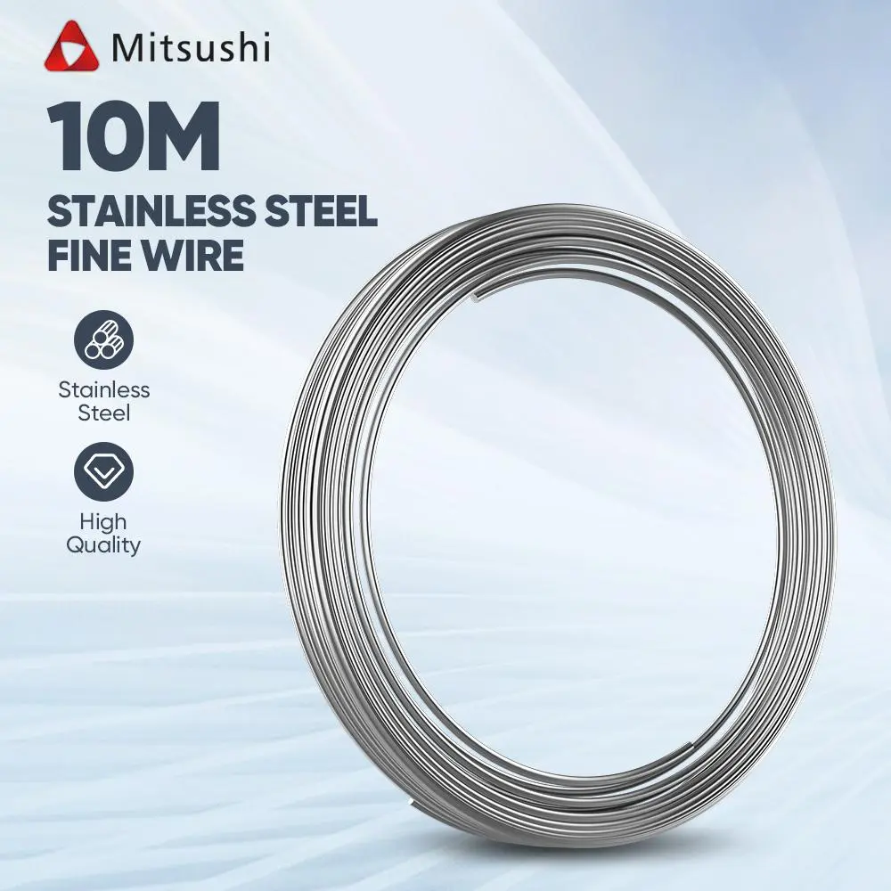 Fyseus by Mitsushi Kabel Besi Stainless Steel Tipis 0.8mm, 1.0mm, 1.2mm, Panjang 10M, Kualitas Premium, Tahan Karat, Fleksibel, Cocok untuk Kerajinan, Taman, DIY, dan Perbaikan