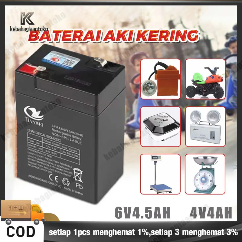 aki kering 6v 4.5ah/ aki kering genset 6v 20ah/Aki Timbangan Digital VRLA SINUS 6V 4Ah 4.5Ah Aki Emergency Aki Gell Baterai