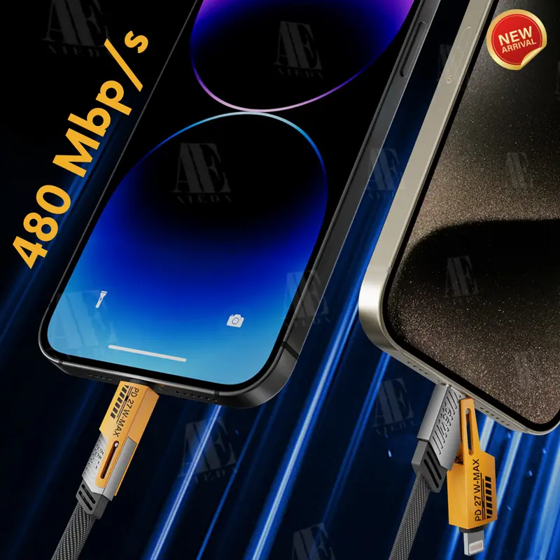 AiEda - Kabel Charger Data 4 in 1 Convertible Metal Fast Charge Cable 65W 3.9 ft Kabel TYPE C & Lightning/Iphone (Tidak Untuk Micro/Usb) Panjang 100Cm 3