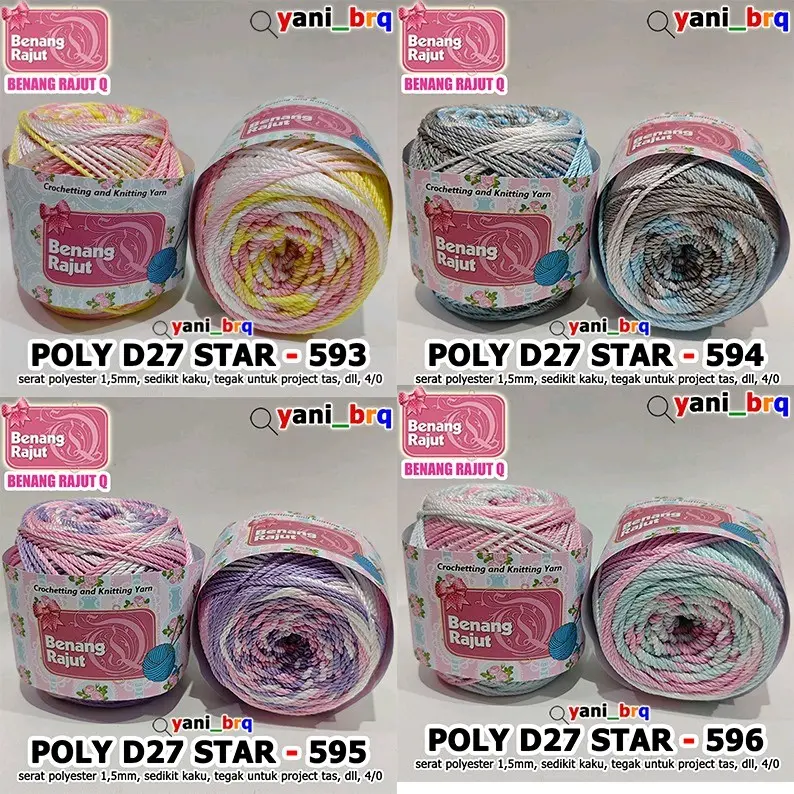 BENANG RAJUT POLY SEMBUR /POLY GRADASI _MEDIUM PLY D27_HAKPEN 4/0_100GR/GULUNG 5