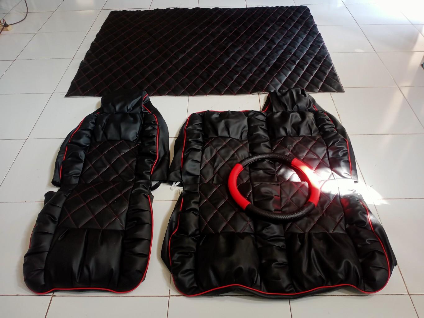 Sarung Jok Mobil & Pelapon Truk Canter Ragsa Dina Dutro HT HDL Bonung Setir Dilapisi Full Busa Bahan Lentur Lembut Tebal Waterproof Cover Jok Presisi