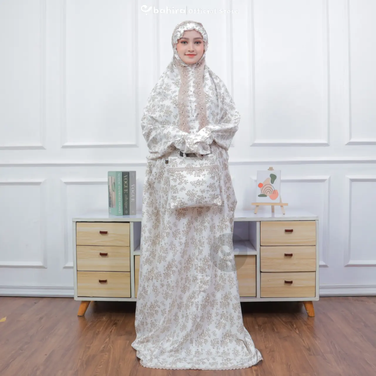 BAHIRA - Mukena Terusan Katun Foil Renda Krisdayanti Poil