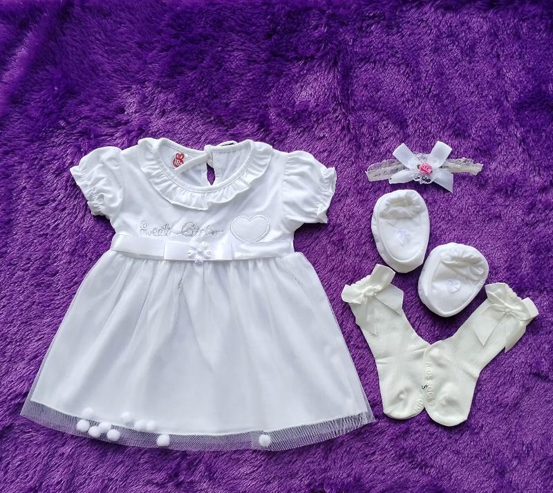 Product Introduction of Baju Bayi Perempuan 0-12 Bulan/Dress Bayi Putih/Dress baby 1 Set/Dress+Bandana+Sepatu/Gaun Bayi Viral /Dress Bayi korea/kado bayi nb / Fashion baby/ Parsel/PURPLE BABY 11