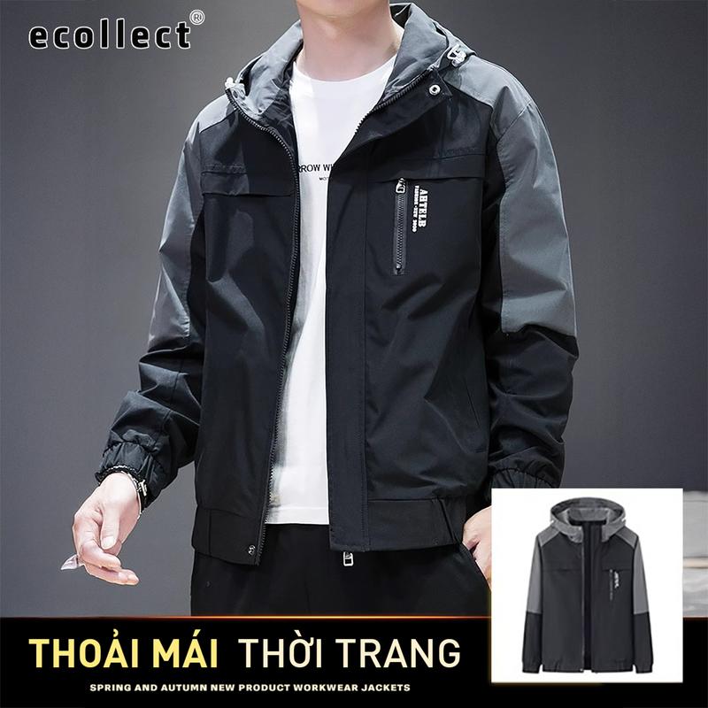  Áo khoác gió nam ECOLLECT G06 phom rộng có mũ trượt nước phong cách workwear Công Sở Thu Đông 2025 