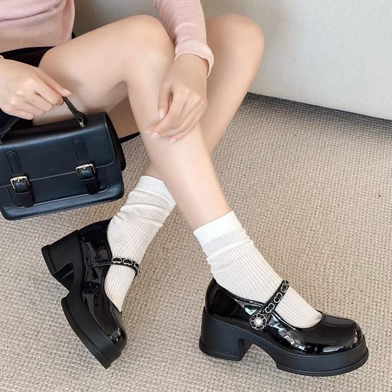Thắm toản shoes giày nữ mã 266-1 quai ngang ngọc trai gót 6 cm cao đều quảng châu cao cấp phom 1.5 da bóng mềm