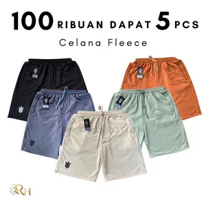 PAKET HEMAT!! 100 RIBUAN DAPAT 5 PCS CELANA FLEECE PENDEK BOARDSHORT FLEECE PRIA WANITA UNISEX SANTAI Katun Shorts Nyaman