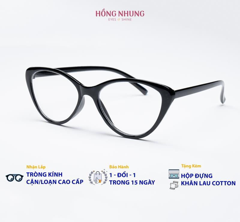 Gọng kính cận nữ mắt mèo cá tính chất liệu nhựa M24 cắt độ cận free - Women Mắt Kính MATKINHHONGNHUNG