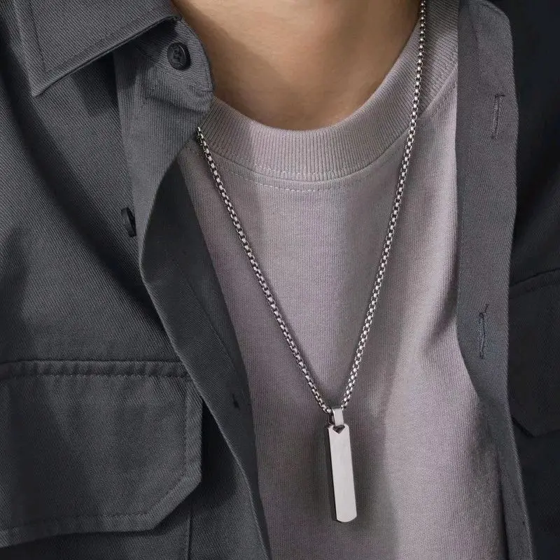 Kalung Titanium Termurah Liontin Flat Anti Kara Untuk Pria dan Wanita