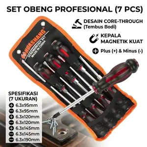 Alat Reparasi Profesional: Set Obeng Tembus 7 Pcs Tahan Pukul Ujung Magnetik Kuat Plus Minus Serbaguna