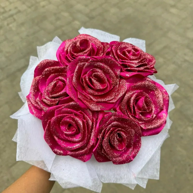 7 Tangkai Bunga Pita Satin Bunga Buket SUDAH ADA GLITTER DAN BATANG NYA ( HANYA BUNGA NYA SAJA ) Tolong Cat Dulu Untuk Warna Bunga nya Buket Wisuda Buket Hadiah 0