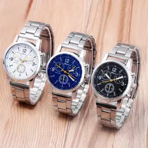 Jam Tangan Pria dan Wanita Sport Chrono Rariasi Rantai Geneva Jam Tangan Stainless Steel Jam Tangan Pria Fashion Analog Grosir Model Terbaru