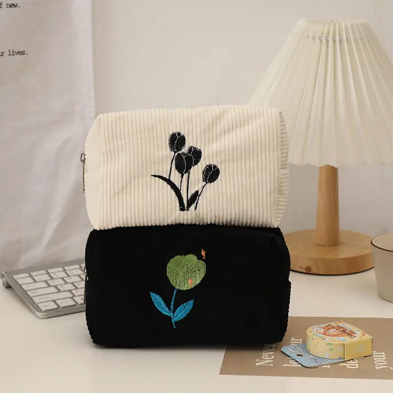 Túi lưu trữ đa chức năng, túi mỹ phẩm hoa retro, túi bút chì dung tích lớn di động, túi vệ sinh