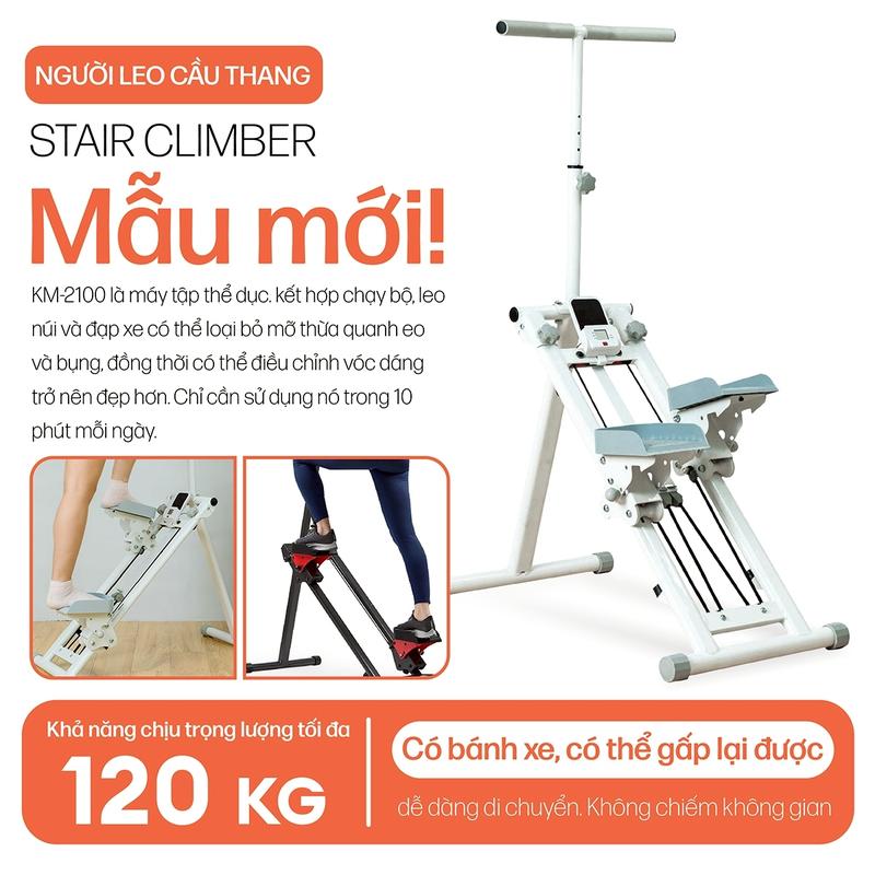 KM2100-TRẮNG BG-Máy Leo Bậc Thang Tại Nhà Gấp Gọn ,Máy Tập Thể Dục,Máy Tập Leo Núi Tại Nhà ,Tập Gym máy tập leo bậc thang máy leo bậc thang tập thể dục máy leo núi tại nhà máy tập leo thang gấp gọn