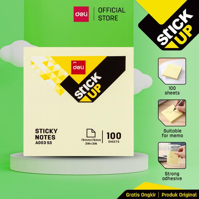 Gambar Deli EA00353 Memo tempel - Sticky Notes 76×76mm 3''×3'' 100 sheet dari Deli Stationery Indonesia Kab. Tangerang Tokopedia
