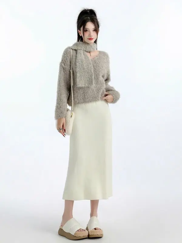 [ BẢN DÀI 90CM ] Chân Váy Dáng Dài Midi Xẻ Sau Dáng A Chất Thun Len Lông Thỏ ,mặc đi chơi , đi làm, đi học Mùa Đông Siêu Hot | BigBuy360 - bigbuy360.vn