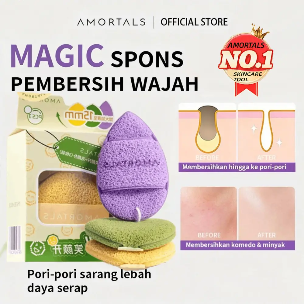 [Payday Limited Flash Sale]Amortals facial Puff Pembersih Wajah spons ...