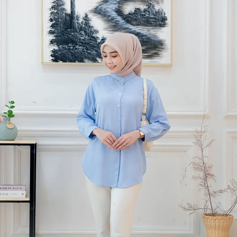 Talita Simple Blouse Atasan Wanita Lengan 7/8 Bahan Rayon Twill Ukuran M-XXL LD 120cm 4