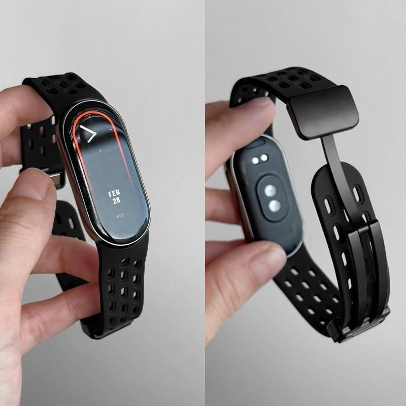 Dây đeo cho Xiaomi Smart Band 8/9/10/11 Silicon tổ ong nam châm chống nước thể thao thay thế