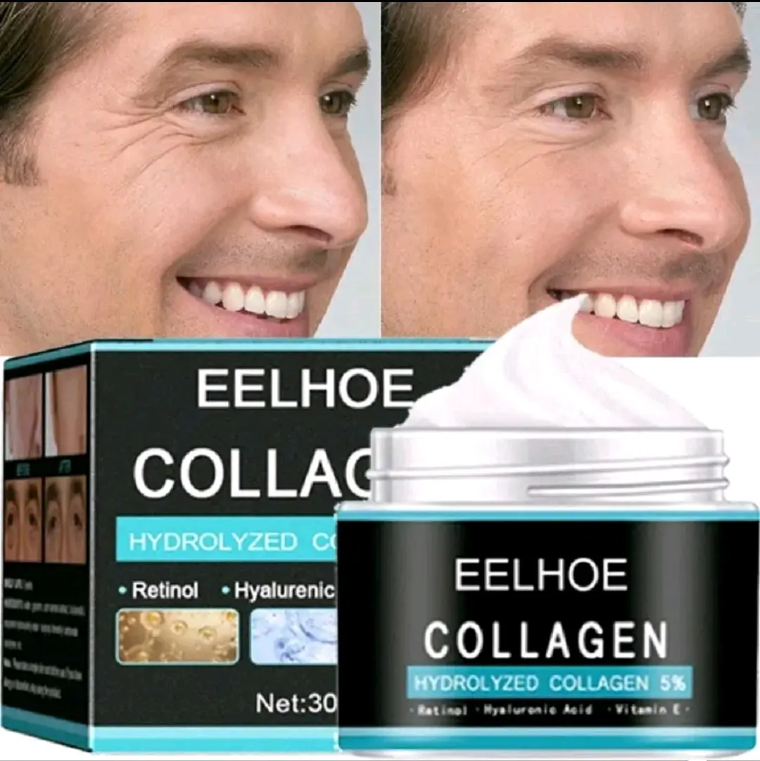 EELHOE Men's Collagen Moisturizer Cream Anti Penuaan Menghilangkan Keriput Kerutan Wajah Pelembab Pencerah Pria