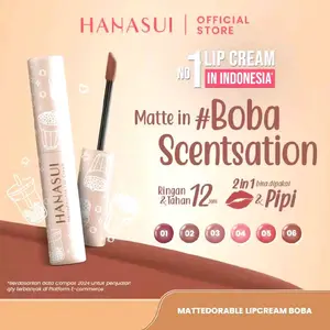 Hanasui Lipcream Boba Lipstik Matte in Boba Scentsation Ringan & Tahan 12 Jam 2in1 Bisa Dipakai & Pipi