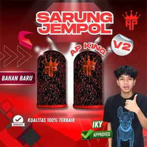 (Sarung Jempol AP King V2 X IkyIkyy) Aksesoris Gaming Anti Keringat, Logo Reflectif Hologram & Licin Banget Untuk Game Free Fire & Mobile Legends By Andra ST