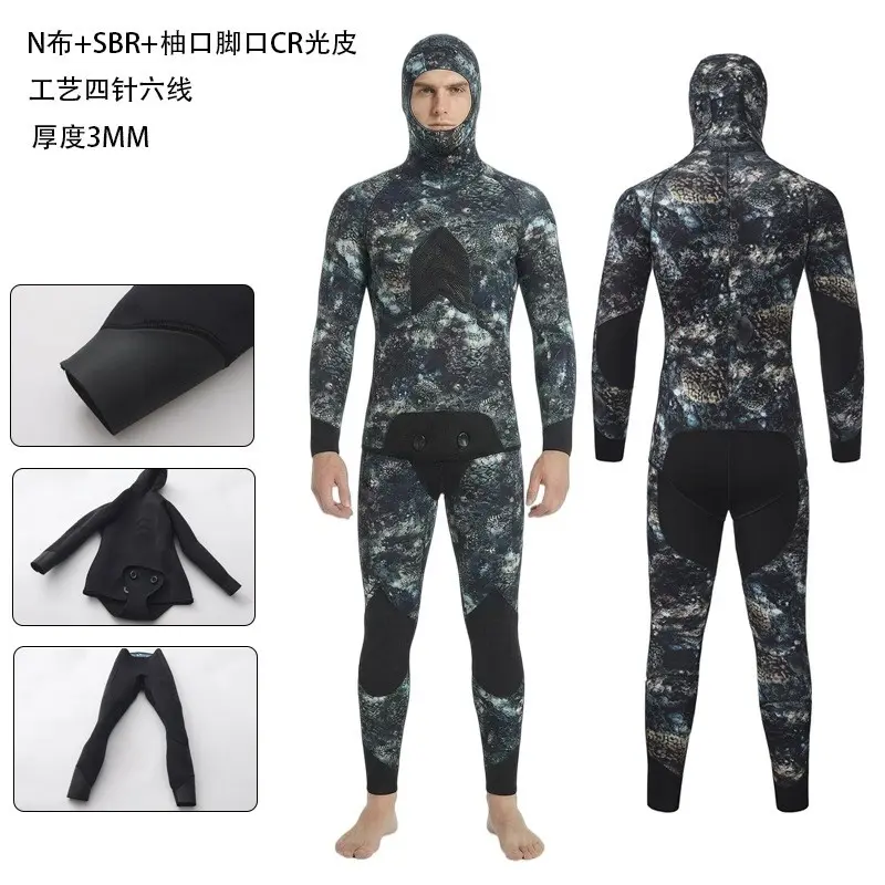 Setelan Selam Spearfishing Pria 3mm Dua Bagian dengan Tudung Neoprene Insulasi Panas Nyaman Anti-Guncangan untuk Outdoor - Sandal Neoprene Wajan Hammock