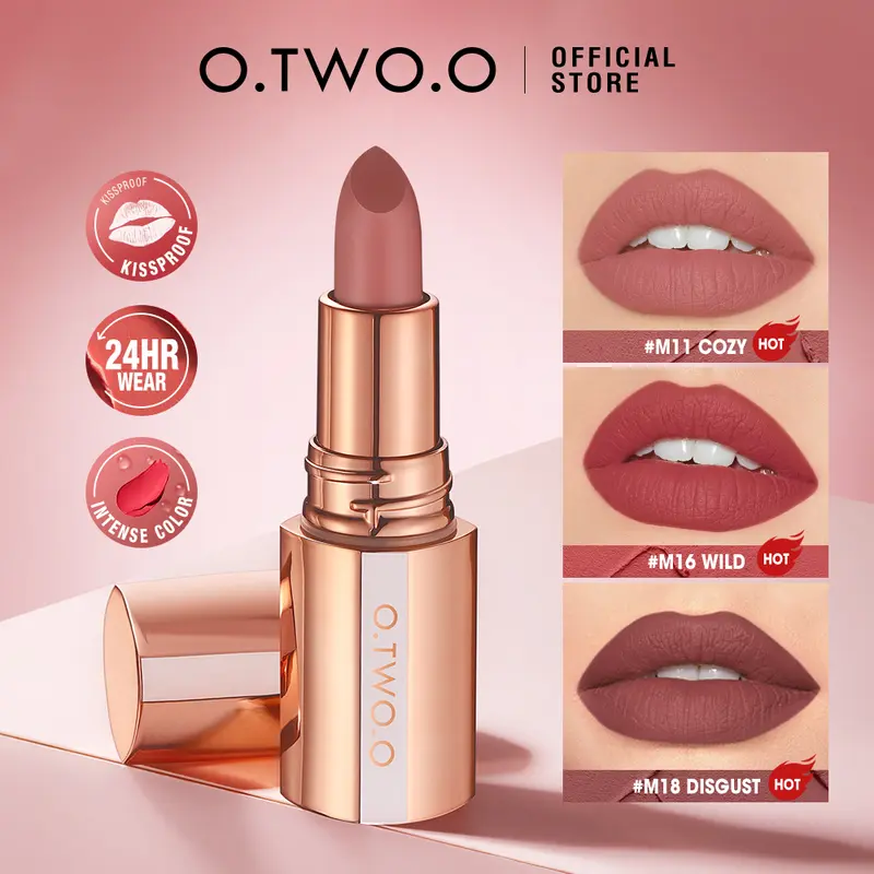 O.TWO.O Long-lasting (Need to Wait For Drying)Velvety Mist Texture Lock-in Makeup Technology Misty Kiss Lock Color Matte Lipstick Lipstik Glaze Gloss Kosmetik Liquid 0