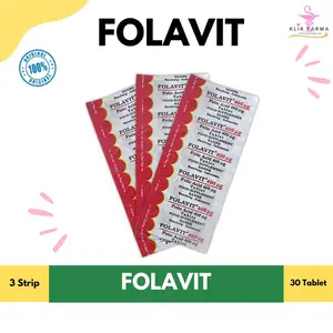 Folavit 400 mcg 3 Strip isi 30 Tablet - Suplemen Kesehatan untuk Ibu Hamil