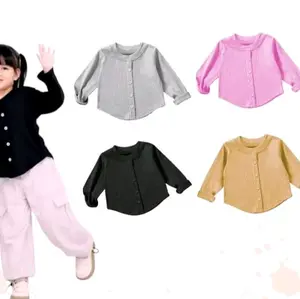 atasan anak crop top lengan panjang bahan rib