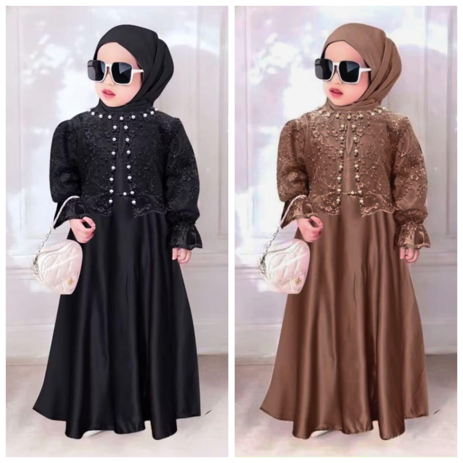 Azumi Dress Gamis Anak Perempuan 2 Sampai 7 Tahun Bahan SILK Mix Brukat Gamis Brukat Anak Terbaru Lebaran  Baju Muslim Cewek