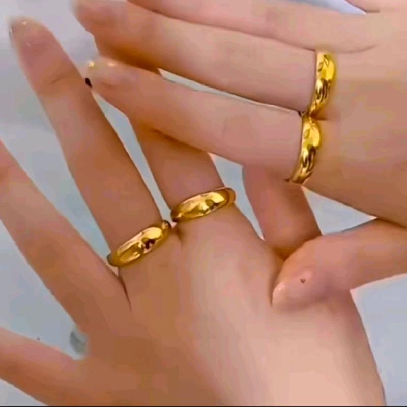 Cincin Murah Titanium Wanita Anti Karat Model Polos Perhiasan Lapis Emas 24k Terbaru Rings 3