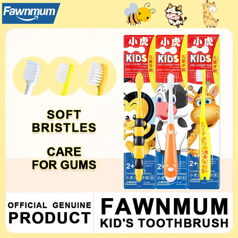 Fawnmum Children Toothbrush With Non-slip Handle Soft Bristle Teethbrush For Gums Protection Funny Tooth Brush Oral Hygiene Tool