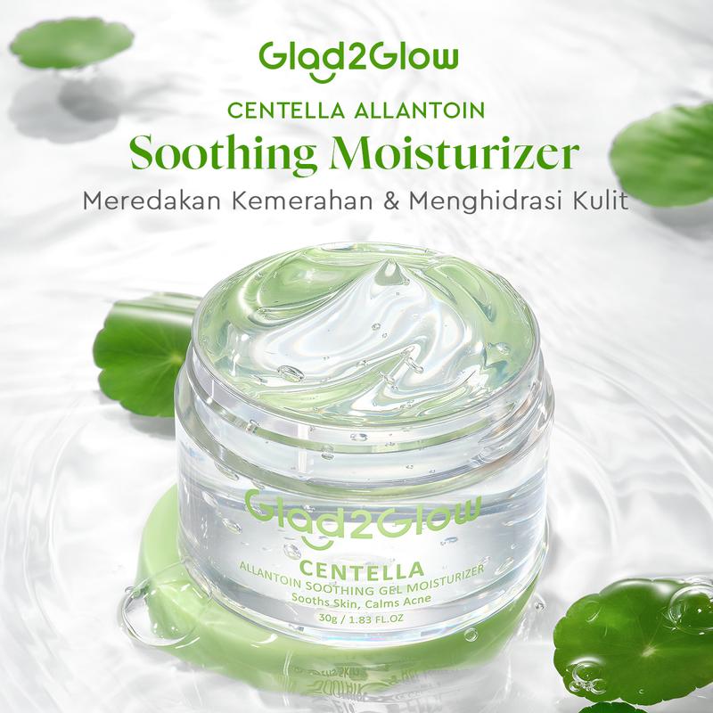 Glad2Glow Gel Moisturizer Centella Allantoin Soothing  30g/55/100g Berjerawat Wajah Acne care Calming Cooling soothing Lactic Silver Pelembab Acid Hyaluronic Bruntusan Perawatan Hitam Berminyak Hydrating G2G Skincare beauty Mencerahkan Glycolic 1