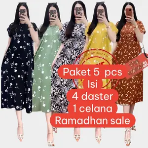 PAKET 5 PCS DASTER PAYUNG RAYON LD 110 CM Busui Kancing Bumil  Motif  Wanita  Dress