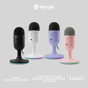 Rexus RGB Microphone XORA II: Mikrofon Gaming RGB Condenser Tilt-able, Suara Jernih untuk Streaming & Podcast