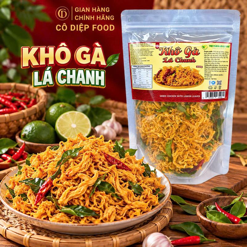 (Túi Zip 300Gram) Khô Gà Lá Chanh ,Khô Gà Bơ Tỏi , Khô Tẩm Vị Bò , Khô Tẩm Vị Heo , Chà Bông Xù Túi Zip 300Gram - Cô Diệp Food (Đầy Đủ Hồ Sơ Công Bố & Kiểm Nghiệm Sản Phẩm)