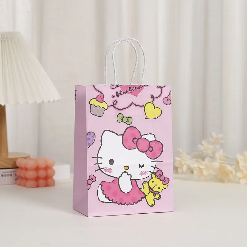 Túi tote giấy Kraft, Sanirio Thiết kế Hello Kitty, Túi quà tặng tiệc sinh nhật Sanirio hoạt hình, có tay cầm, Túi quà lễ hội, Thích hợp cho đồ chơi, [COD] coolpanda7 1