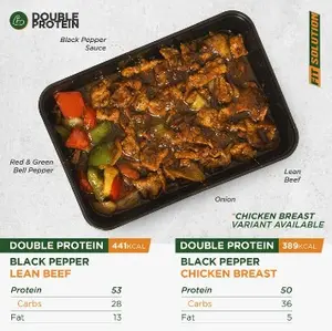 DOUBLE PROTEIN Black Pepper Lean Beef/Chicken (53Gr Protein) Diet Meal